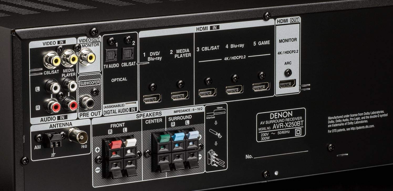 Denon AVR-X250BT 5.1 Channel 4K Ultra HD AV Receiver