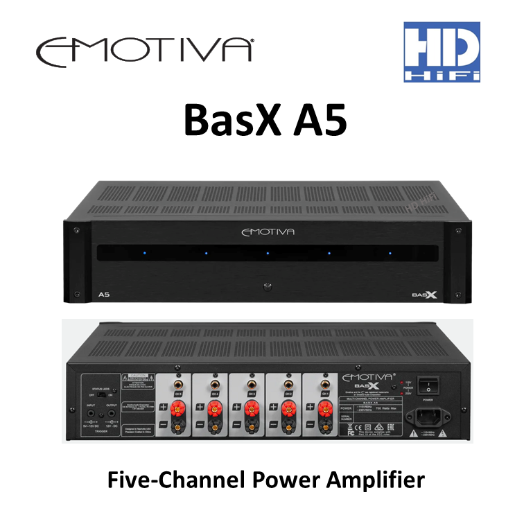 Emotiva BasX A5 Five Channel Power Amplifier - 5 Black A/B 130w Home Surround