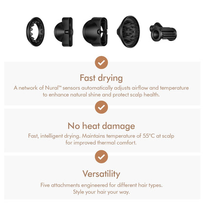 Dyson Supersonic Nural Hair Dryer  Intelligent Scalp Protection & Fast Professional Hair Drying