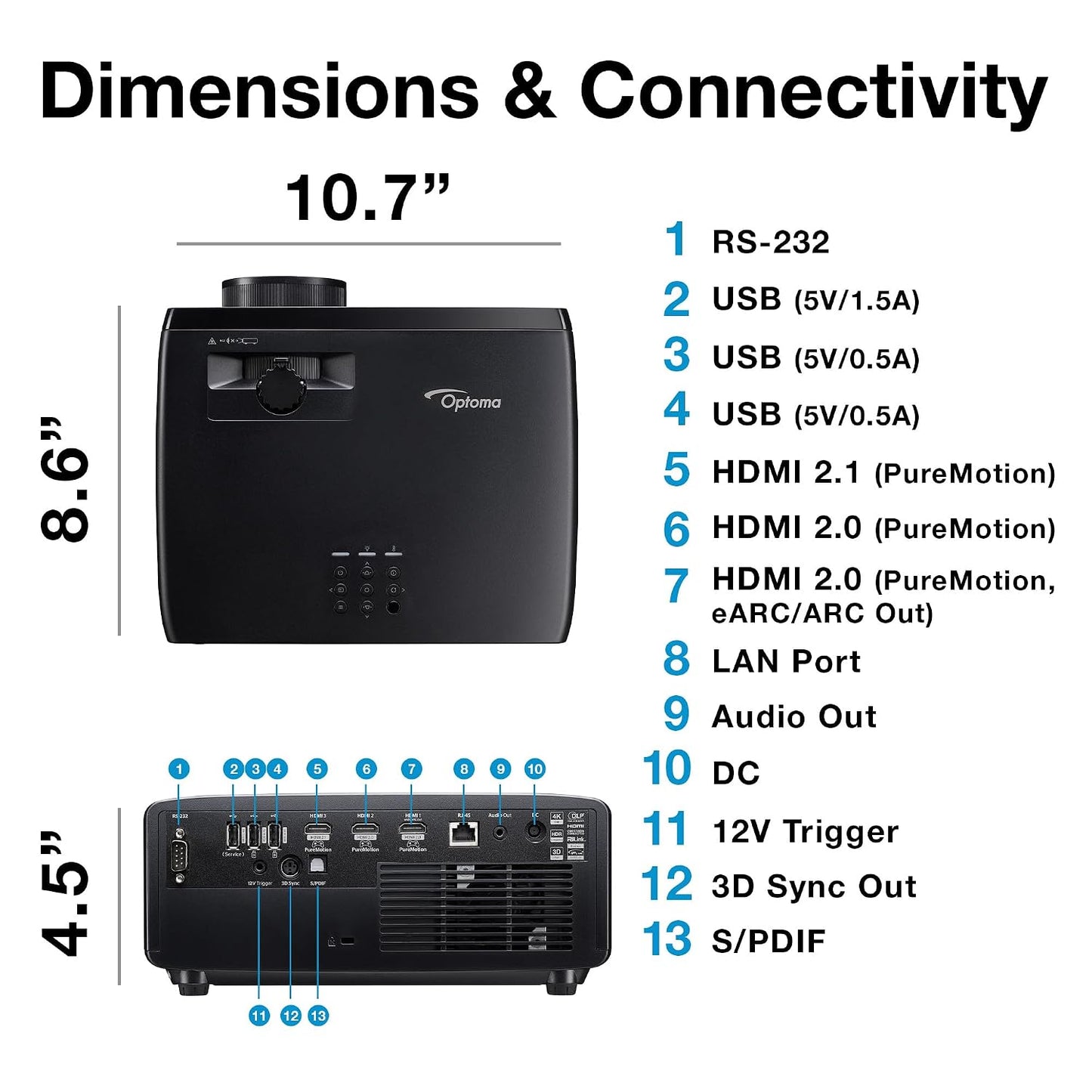 Optoma UHZ58 4K UHD Smart Laser Home Cinema Projector