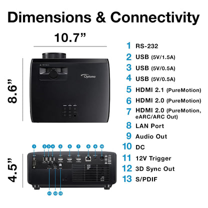 Optoma UHZ58 4K UHD Smart Laser Home Cinema Projector